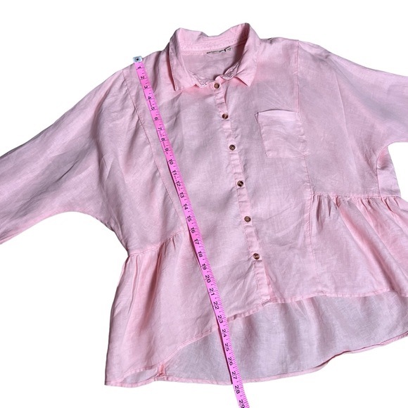 Holding Horses x Anthropologie Light Peach Linen Button-Up Size L - Picture 8 of 14